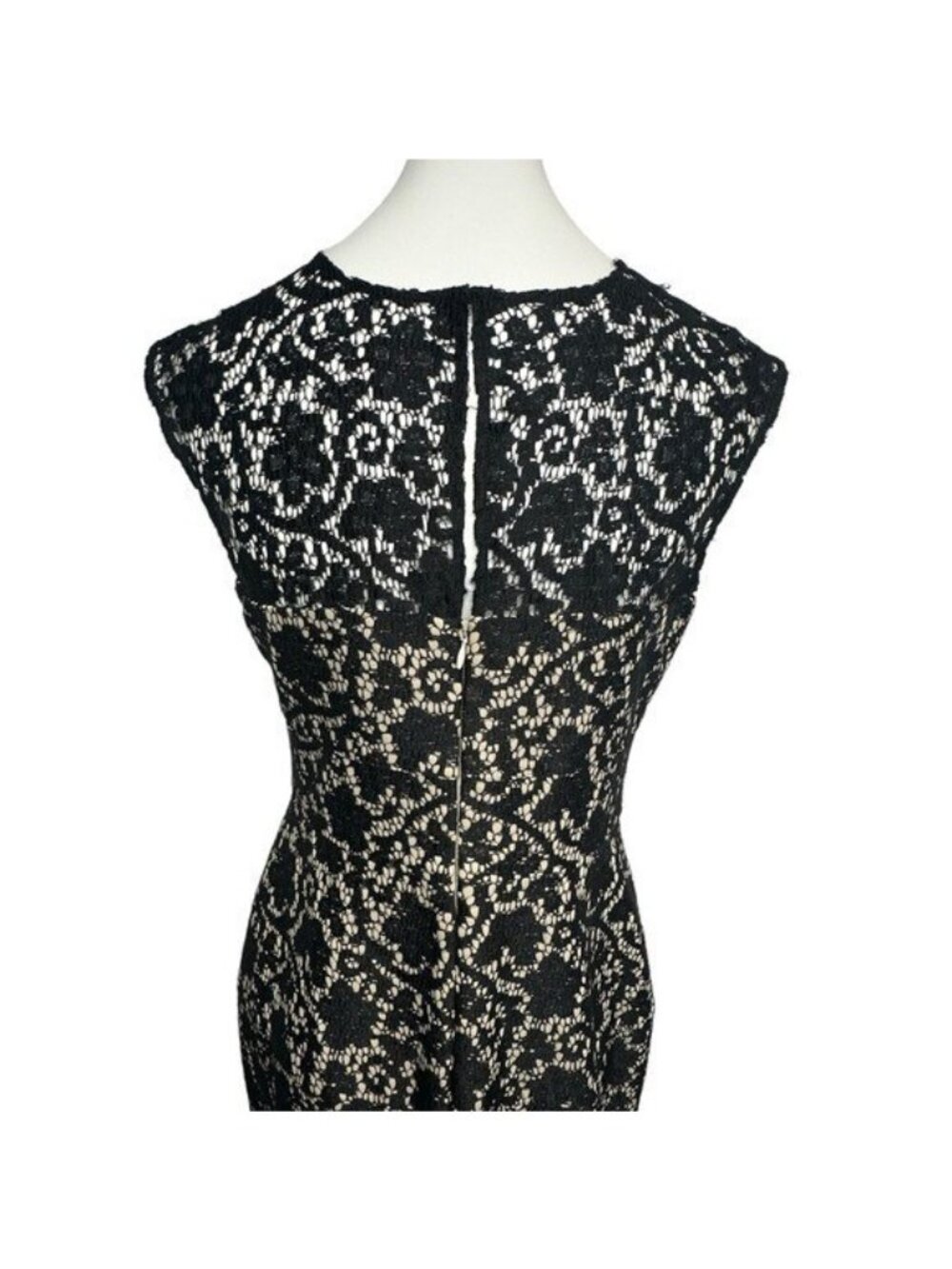 Kay Unger 8 Gown Black Lace Overlay Dress Evening Formal Full Length Cap Sleeve - Picture 6 of 15